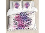 Abakuhaus Set Copripiumino Etnico Per Letti Singoli, Motivo Grunge Spritzer, Antiacaro, Adatto A Chi Soffre Di Allergie, Con Federa, 200 Cm X 200 Cm - 80 X 80 Cm, Avorio Multicolore