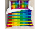 Set Copripiumino Abakuhaus Rainbow Per Letti Singoli, Colori Vivaci: Multicolore, Antiacaro, Adatto A Chi Soffre Di Allergie, Con Federa, 155 Cm X 220 Cm - 80 X 80 Cm, Multicolore
