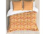 Abakuhaus Set Copripiumino Paisley Per Letti Singoli, Motivi Floreali Buta Folk, Antiacaro, Adatto A Chi Soffre Di Allergie, Con Federa, 200 Cm X 200 Cm - 80 X 80 Cm, Peach Burnt Sienna