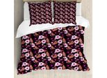Abakuhaus Set Copripiumino Per Letto Singolo, Fiori Esotici Vintage, Antiacaro, Adatto A Chi Soffre Di Allergie, Con Federa, 200 Cm X 200 Cm - 80 X 80 Cm, Multicolore