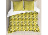 Abakuhaus Set Copripiumino Per Letto Singolo Melone, A Fette, Strisce, Antiacaro, Adatto A Chi Soffre Di Allergie, Con Federa, 200 Cm X 200 Cm - 80 X 80 Cm, Verde Avocado-Crema