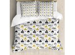 Abakuhaus Set Copripiumino Astratto Per Letti Singoli, Triangoli Di Montagna, Antiacaro, Adatto A Chi Soffre Di Allergie, Con Federa, 155 Cm X 220 Cm - 80 X 80 Cm, Bianco Multicolore