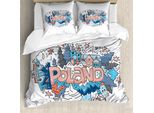 Abakuhaus Polonia Set Copripiumino Per Letti Singoli, Articoli Calligrafia E Doodle, Antiacaro, Adatto A Chi Soffre Di Allergie, Con Federa, 155 Cm X 220 Cm - 80 X 80 Cm, Multicolore
