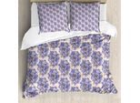 Abakuhaus Set Copripiumino Per Letti Singoli, Bouquet Di Fiori Primaverili, Antiacaro, Adatto A Chi Soffre Di Allergie, Con Federa, 155 Cm X 220 Cm - 80 X 80 Cm, Champagne Lavanda-Blu