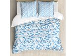 Abakuhaus Set Copripiumino Per Letti Singoli, Motivi Sportivi Invernali, Antiacaro, Adatto A Chi Soffre Di Allergie, Con Federa, 155 Cm X 220 Cm - 80 X 80 Cm, Blu Cielo Profondo E Bianco