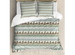 Abakuhaus Set Copripiumino Etnico Per Letti Singoli, Composizione, Antiacaro, Adatto A Chi Soffre Di Allergie, Con Federa, 155 Cm X 220 Cm - 80 X 80 Cm, Pale Teal E Multicolor