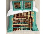 Abakuhaus Set Copripiumino Merlot Per Letti Singoli, Motivo Grappoli D'uva, Antiacaro, Adatto A Chi Soffre Di Allergie, Con Federa, 155 Cm X 220 Cm - 80 X 80 Cm, Seafoam Brown