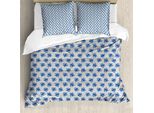 Abakuhaus Set Copripiumino Orientale Per Letti Singoli, Motivo Giapponese Su Squama, Antiacaro, Adatto A Chi Soffre Di Allergie, Con Federa, 200 Cm X 200 Cm - 80 X 80 Cm, Pale Taupe-Cobalto-Blu
