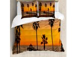Set Copripiumino Vintage Abakuhaus Per Letti Singoli, Manhattan Ocean Twilight, Antiacaro E Anallergico Con Federa, 155 Cm X 220 Cm - 80 X 80 Cm, Multicolore