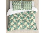Abakuhaus Set Copripiumino Per Letto Singolo, Motivi Floreali Tratteggiati, Antiacaro, Adatto A Chi Soffre Di Allergie, Con Federa, 200 Cm X 200 Cm - 80 X 80 Cm, Crema Multicolore