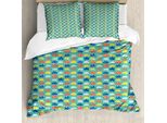 Abakuhaus Set Copripiumino Astratto Per Letti Singoli, Motivo Cartoon Vivace E Divertente, Antiacaro E Anallergico, Con Federa, 200 Cm X 200 Cm - 80 X 80 Cm, Multicolore Schiuma Di Mare Scura