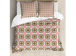 Abakuhaus Set Copripiumino Per Letti Singoli, Mosaico Floreale, Antiacaro, Adatto A Chi Soffre Di Allergie, Con Federa, 155 Cm X 220 Cm - 80 X 80 Cm, Multicolore
