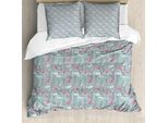 Abakuhaus Set Copripiumino Tropicale Per Letti Singoli, Delicati Motivi Hawaiani, Antiacaro, Adatto A Chi Soffre Di Allergie, Con Federa, 200 Cm X 200 Cm - 80 X 80 Cm, Pale Seafoam Baby Pink