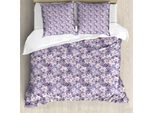 Abakuhaus Set Copripiumino Per Letto Singolo, Petali E Boccioli Esotici, Antiacaro, Adatto A Chi Soffre Di Allergie, Con Federa, 200 Cm X 200 Cm - 80 X 80 Cm, Blu Lavanda Multicolore