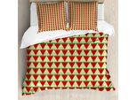 Abakuhaus Set Copripiumino Per Letto Singolo, Triangoli Con Fette Di Anguria, Antiacaro, Adatto A Chi Soffre Di Allergie, Con Federa, 200 Cm X 200 Cm - 80 X 80 Cm, Verde Felce Vermiglio