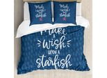 Abakuhaus Set Copripiumino Per Letto Singolo, Motivo Nautico Con Stella Marina, Antiacaro, Adatto A Chi Soffre Di Allergie, Con Federa, 155 Cm X 220 Cm - 80 X 80 Cm, Blu Cielo Scuro-Blu Ardesia