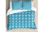 Abakuhaus Set Copripiumino Geometrico Per Letti Singoli, Moderno E Creativo A Pois, Antiacaro E Anallergico Con Federa, 155 Cm X 220 Cm - 80 X 80 Cm, Azzurro Cielo E Tortora Chiaro