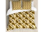 Abakuhaus Set Copripiumino Paisley Per Letti Singoli, Motivi Vintage Orientali, Antiacaro, Adatto A Chi Soffre Di Allergie, Con Federa, 200 Cm X 200 Cm - 80 X 80 Cm, Beige Caramello