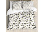 Abakuhaus Set Copripiumino Per Letto Singolo, Uccelli Esotici In Stile Scarabocchiato, Antiacaro, Adatto A Chi Soffre Di Allergie, Con Federa, 155 Cm X 220 Cm - 80 X 80 Cm, Multicolore