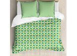 Abakuhaus Set Copripiumino Astratto Per Letti Singoli, Motivo Geometrico Ripetuto, Antiacaro, Adatto A Chi Soffre Di Allergie, Con Federa, 155 Cm X 220 Cm - 80 X 80 Cm, Seafoam Champagne