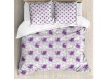 Abakuhaus Set Copripiumino Geometrico Per Letti Singoli, Poligoni Moderni, Antiacaro, Adatto A Chi Soffre Di Allergie, Con Federa, 155 Cm X 220 Cm - 80 X 80 Cm, Fucsia Blu Viola