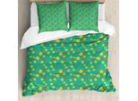 Set Copripiumino Abakuhaus Per Letti Singoli, Stagione Autunnale, Antiacaro, Adatto A Chi Soffre Di Allergie, Con Federa, 155 Cm X 220 Cm - 80 X 80 Cm, Verde Mare E Senape
