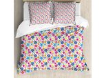 Set Copripiumino Abakuhaus Per Letti Singoli, Divertenti Fiori Primaverili Cartoon, Antiacaro E Anallergico Con Federa, 200 Cm X 200 Cm - 80 X 80 Cm, Multicolore