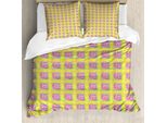 Abakuhaus Set Copripiumino Geometrico Per Letti Singoli, Vivid Symmetric Runden, Antiacaro, Adatto A Chi Soffre Di Allergie, Con Federa, 155 Cm X 220 Cm - 80 X 80 Cm, Multicolore