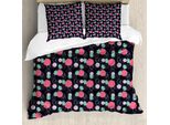 Abakuhaus Set Copripiumino Astratto Per Letti Singoli, Foglie Di Monstera E Cerchi, Antiacaro, Adatto A Chi Soffre Di Allergie, Con Federa, 200 Cm X 200 Cm - 80 X 80 Cm, Multicolore