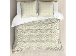 Abakuhaus Set Copripiumino Geometrico Per Letti Singoli, Divertenti Cerchi Irregolari, Antiacaro, Adatto A Chi Soffre Di Allergie, Con Federa, 200 Cm X 200 Cm - 80 X 80 Cm, Avorio E Multicolore