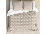Abakuhaus Set Copripiumino Geometrico Per Letti Singoli, Abstract Neutral Triangle, Antiacaro E Anallergico, Con Federa, 155 Cm X 220 Cm - 80 X 80 Cm, Pale Sepia E Bianco