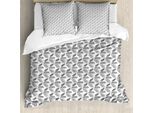 Abakuhaus Set Copripiumino Bohemien Per Letti Singoli, Piume Monocromatiche, Antiacaro, Adatto A Chi Soffre Di Allergie, Con Federa, 200 Cm X 200 Cm - 80 X 80 Cm, Grigio Antracite Bianco
