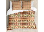 Set Copripiumino Abakuhaus Per Letti Singoli, Motivo Geometrico Tradizionale, Antiacaro E Anallergico Con Federa, 155 Cm X 220 Cm - 80 X 80 Cm, Color Pesca Chiaro Multicolore