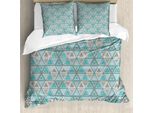 Abakuhaus Set Copripiumino Tribale Per Letti Singoli, Triangoli, Antiacaro, Adatto A Chi Soffre Di Allergie, Con Federa, 155 Cm X 220 Cm - 80 X 80 Cm, Multicolore