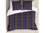 Set Copripiumino Abakuhaus Per Letti Singoli, Motivi Folcloristici Astratti A Zigzag, Antiacaro E Anallergico, Con Federa, 155 Cm X 220 Cm - 80 X 80 Cm, Multicolore