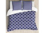 Abakuhaus Set Copripiumino Orientale Per Letti Singoli, Motivo Floreale, Antiacaro, Adatto A Chi Soffre Di Allergie, Con Federa, 200 Cm X 200 Cm - 80 X 80 Cm, Indaco Bianco