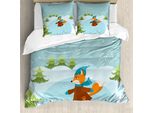 Abakuhaus Set Copripiumino Per Letti Singoli, Fox E Hallo Winter, Antiacaro, Adatto A Chi Soffre Di Allergie, Con Federa, 200 Cm X 200 Cm - 80 X 80 Cm, Multicolore