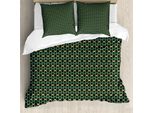 Abakuhaus Set Copripiumino Geometrico Per Letti Singoli, Esagoni E Stelle, Antiacaro, Adatto A Chi Soffre Di Allergie, Con Federa, 155 Cm X 220 Cm - 80 X 80 Cm, Verde Oliva Sea Green