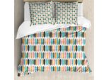 Abakuhaus Set Copripiumino Per Letti Singoli, Foglie Decorative Minimaliste, Antiacaro E Anallergico, Con Federa, 200 Cm X 200 Cm - 80 X 80 Cm, Multicolore