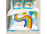 Abakuhaus Set Copripiumino Arcobaleno Per Letti Singoli, Cartoon Sun Holiday, Antiacaro, Adatto A Chi Soffre Di Allergie, Con Federa, 200 Cm X 200 Cm - 80 X 80 Cm, Multicolore