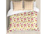 Abakuhaus Set Copripiumino Melone Per Letti Singoli, Motivo Estivo Colorato Con Frutta, Antiacaro, Adatto A Chi Soffre Di Allergie, Con Federa, 155 Cm X 220 Cm - 80 X 80 Cm, Color Crema E Multicolore