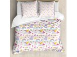 Abakuhaus Set Copripiumino Arcobaleno Per Letti Singoli, Unicorno-Pegaso-Caramelle, Antiacaro, Adatto A Chi Soffre Di Allergie, Con Federa, 155 Cm X 220 Cm - 80 X 80 Cm, Multicolore