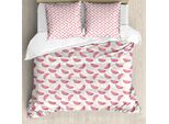 Abakuhaus Set Copripiumino Per Letto Singolo, Motivo Estivo, Antiacaro, Adatto A Chi Soffre Di Allergie, Con Federa, 200 Cm X 200 Cm - 80 X 80 Cm, Rosa Pallido, Giallo, Bianco