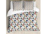 Set Copripiumino Abakuhaus Per Letti Singoli, Fantasia Pastello Con Simpatici Cuccioli, Antiacaro E Anallergico, Con Federa, 155 Cm X 220 Cm - 80 X 80 Cm, Multicolore