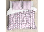 Abakuhaus Set Copripiumino Per Letti Singoli, Fiori Artistici Acquerellati Primaverili, Antiacaro, Adatto A Chi Soffre Di Allergie, Con Federa, 200 Cm X 200 Cm - 80 X 80 Cm, Rosa Baby Multicolore