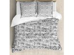 Set Copripiumino Retrò Abakuhaus Per Letti Singoli, Libreria Con Sketchy, Antiacaro, Adatto A Chi Soffre Di Allergie, Con Federa, 200 Cm X 200 Cm - 80 X 80 Cm, Grigio Antracite Chiaro