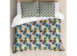 Abakuhaus Set Copripiumino Astratto Per Letti Singoli, Composizione Vivace E Originale, Antiacaro E Anallergico, Con Federa, 200 Cm X 200 Cm - 80 X 80 Cm, Multicolore
