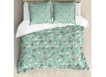 Abakuhaus Set Copripiumino Per Letti Singoli, Pattini E Cappelli Invernali, Antiacaro, Adatto A Chi Soffre Di Allergie, Con Federa, 155 Cm X 220 Cm - 80 X 80 Cm, Seafoam Caramel