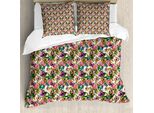 Abakuhaus Set Copripiumino Blu Polveroso Per Letti Singoli, Delicato Motivo Floreale, Antiacaro, Adatto A Chi Soffre Di Allergie, Con Federa, 200 Cm X 200 Cm - 80 X 80 Cm, Multicolore