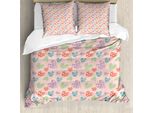 Abakuhaus Set Copripiumino Per Letti Singoli, Cuori Divertenti In Colori Pastello, Antiacaro, Adatto A Chi Soffre Di Allergie, Con Federa, 200 Cm X 200 Cm - 80 X 80 Cm, Blush Multicolor